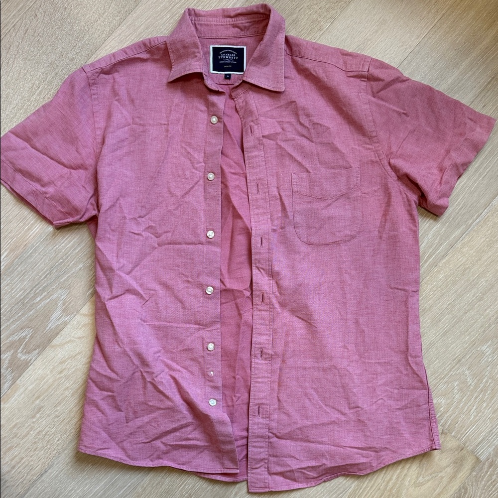 Charles Tyrwhitt Short-Sleeve Button-Down Shirt - Rose